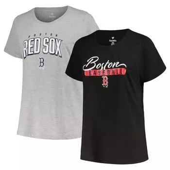 Женский комплект футболок Profile Black/Heather Grey Boston Red Sox Plus Size