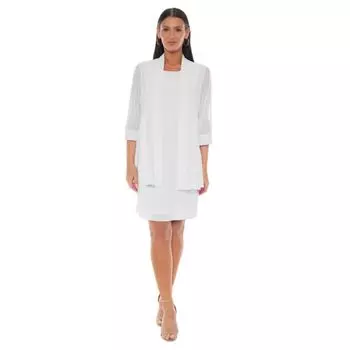 Женский комплект из 2-х предметов: платье и куртка из сетчатой ткани Marina, белый