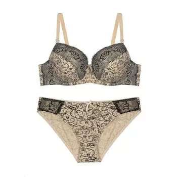 Женский комплект из 2 комплектов пуш-ап на косточках с регулируемыми бретелями, удобный бюстгальтер и трусы Agnes Orinda, бежевый