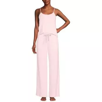 Женский комплект из 2 предметов: пижамная майка и пижамные брюки с широкими штанинами Lands' End, цвет simply pink