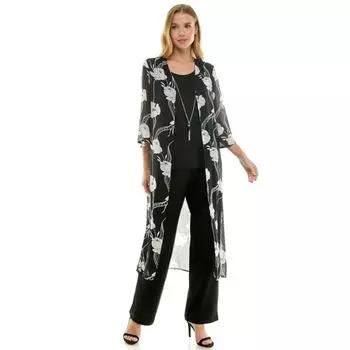 Женский комплект из 2 предметов: пыльник и брюки Luxology, цвет black ivory