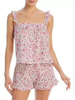 Женский комплект из 2 предметов с цветочным принтом и короткими рукавами Aqua, слоновая кость