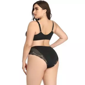 Женский комплект из бюстгальтера и трусиков размера плюс с кружевной отделкой на косточках и регулируемыми бретелями Agnes Orinda, коричневый