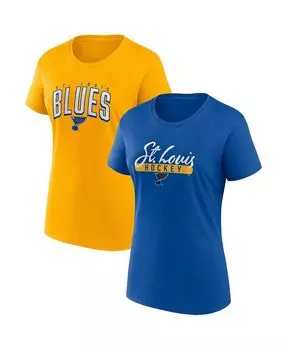 Женский комплект из двух футболок с логотипом синего и золотого цвета St. Louis Blues Fan Fanatics, мультиколор