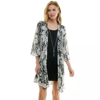 Женский комплект из двух предметов: жакет с расклешенными рукавами и платье с отложным воротником Luxology, цвет black ivory