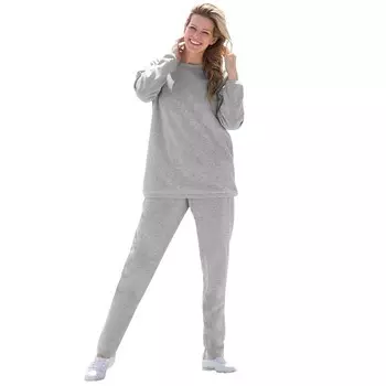 Женский комплект из флисового свитшота для миниатюрных размеров больших размеров Woman Within, цвет Heather Grey
