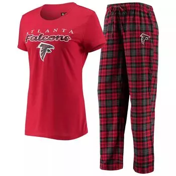 Женский комплект из футболки и брюк с логотипом Concepts Sport красного/черного цвета Atlanta Falcons