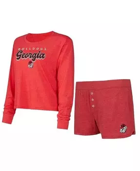 Женский комплект из футболки и шорт с длинными рукавами Red Georgia Bulldogs Team Color Concepts Sport, красный