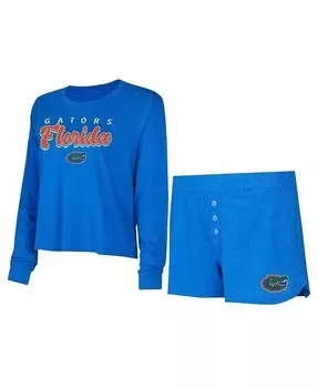 Женский комплект из футболки и шорт с длинными рукавами Royal Florida Gators Team Color Concepts Sport, синий