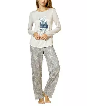 Женский комплект из футболки с длинными рукавами и пижамных брюк Bouquet Skaters Hue, цвет Silver Cloud