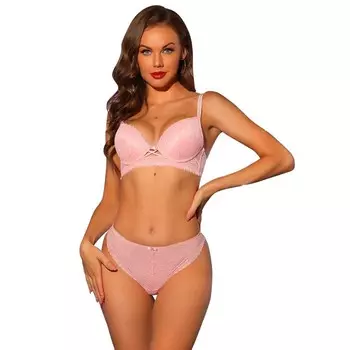 Женский комплект из кружевного бюстгальтера и трусиков с мягкой подкладкой, полный охват, бюстгальтеры на косточках, нижнее белье из двух предметов ALLEGRA K, розовый