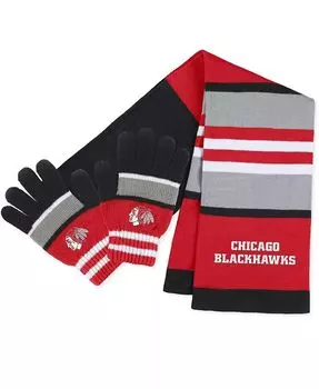 Женский комплект из перчаток и шарфа в полоску Chicago Blackhawks Wear By Erin Andrews, мультиколор