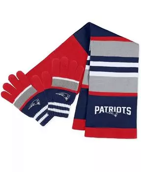 Женский комплект из перчаток и шарфа в полоску New England Patriots Wear By Erin Andrews, красный