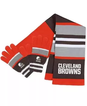 Женский комплект из перчаток и шарфа в полоску Cleveland Browns Wear By Erin Andrews, оранжевый