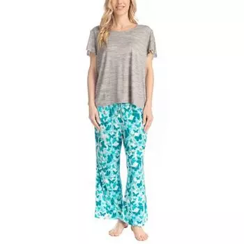 Женский комплект из пижамного топа и пижамных штанов с рисунком в стиле сада Muk Luks, цвет butterfly beauty