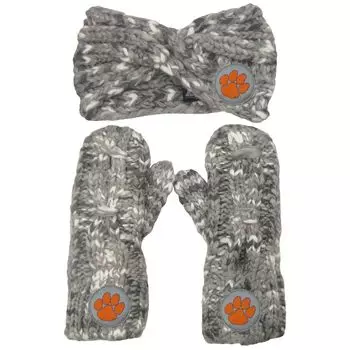Женский комплект из повязки на голову и варежек с логотипом ZooZatz Clemson Tigers