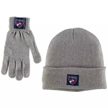 Женский комплект из серой вязаной шапки и перчаток с манжетами ZooZatz Heathered FC Dallas