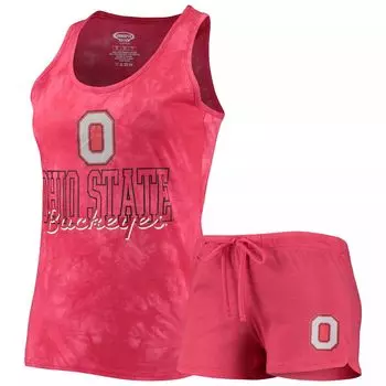 Женский комплект из топа и шорт с майкой и шортами Concepts Sport Scarlet Ohio State Buckeyes Billboard Tie Dye