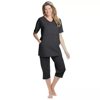 Женский комплект капри для отдыха Dreams & Co. больших размеров, черный