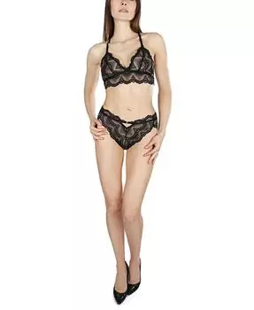 Женский комплект нижнего белья Marlene из 2 предметов с бюстгальтером без косточек и трусиками с открытой спиной MeMoi, черный