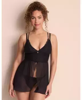 Женский комплект нижнего белья Stevie: бабидол и стринги Adore Me, черный