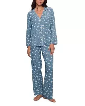 Женский комплект пижамы Gisele с длинным рукавом и принтом Eberjey, синий