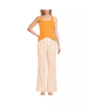 Женский комплект пижамы из хлопкового поплина - топ и брюки Lands' End, оранжевый