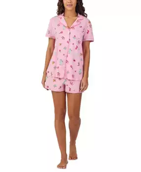 Женский комплект пижамы с коротким рукавом и принтом Boxer Cuddl Duds, белый