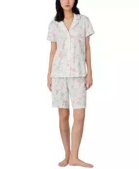 Женский комплект пижамы с короткими рукавами Bermuda Lauren Ralph Lauren, коричневый/бежевый