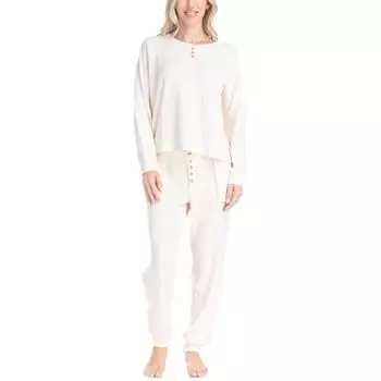 Женский комплект пижамы с вафельной вязкой: топ и брюки Ocean Pacific, бежевый