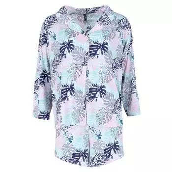 Женский комплект с короткими рукавами Tropic Palms Notch Collar Plus Size PJ Couture, зеленый