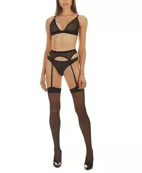 Женский комплект с подвязками Tiffany из трех предметов MeMoi, черный