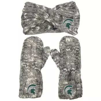 Женский комплект с повязкой на голову и варежками с логотипом ZooZatz Michigan State Spartans