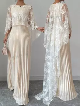 Женский комплект с складной юбкой Priv, красивый, элегантный, романтичный, можно носить в любом случае Shein, абрикосовый