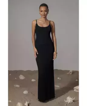 Женский комплект с юбкой Serena в рубчик JLUXLABEL, черный