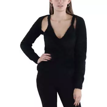 Женский комплект свитера с ребристым узором BCBGMAXAZRIA, черный