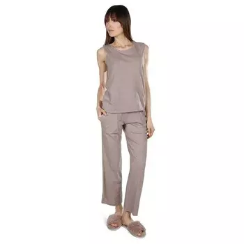 Женский комплект свободного кроя из 100% хлопка, трикотажные брюки и футболка MeMoi, цвет Taupe