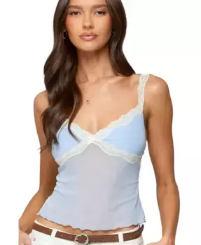 Женский контрастный топ с кружевной сеткой Lacey Mesh Edikted, синий