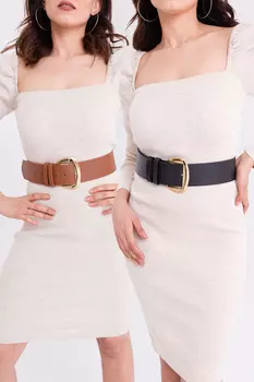 Женский коричнево-черный двойной ремень с золотой пряжкой Lafaba, коричневый