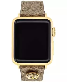 Женский коричневый ремешок из парусины Signature C для Apple Watch 38 мм, 40 мм, 41 мм Coach, коричневый