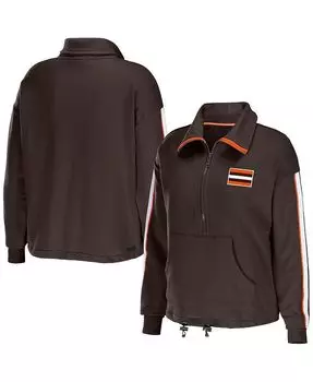 Женский коричневый топ с полумолнией в полоску с логотипом Cleveland Browns WEAR by Erin Andrews, коричневый
