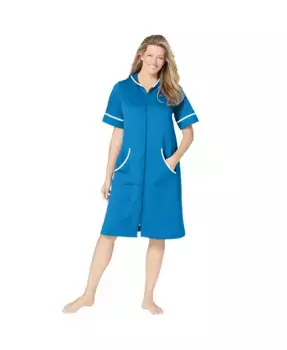 Женский короткий халат из французского махрового полотна Dreams & Co., синий