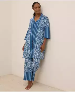 Женский короткий халат Staycation из органического хлопка Pact, синий