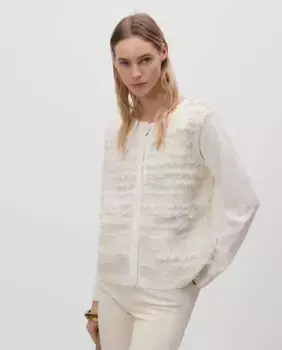 Женский короткий кардиган из двух материалов Simorra, цвет Crudo