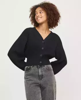 Женский короткий кардиган тонкой вязки Jack & Jones, черный