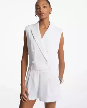 Женский короткий комбинезон из смеси льна и хлопка Michael Michael Kors, белый