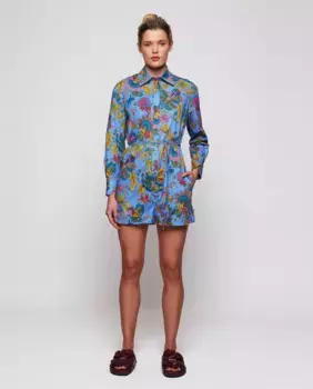 Женский короткий комбинезон с цветочным принтом Mirto, синий