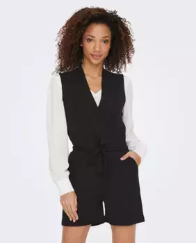 Женский короткий комбинезон с перекрестным вырезом и поясом Jdy, черный