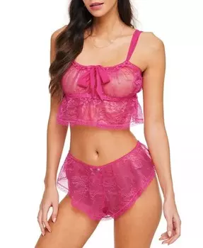 Женский короткий комплект нижнего белья Lauretta на бретельках и флаттерах Adore Me, розовый