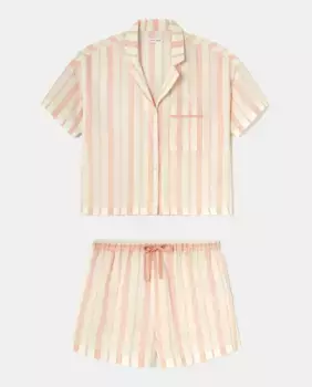 Женский короткий комплект пижамы в полоску с люрексом Easy Wear, цвет 200 Rosa